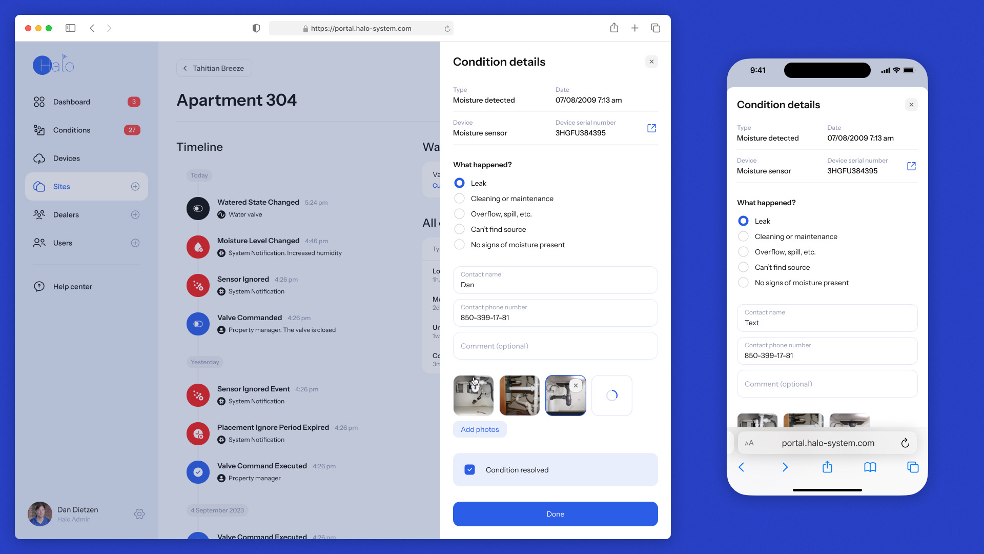 Critical on-site workflows were designed with mobile support
