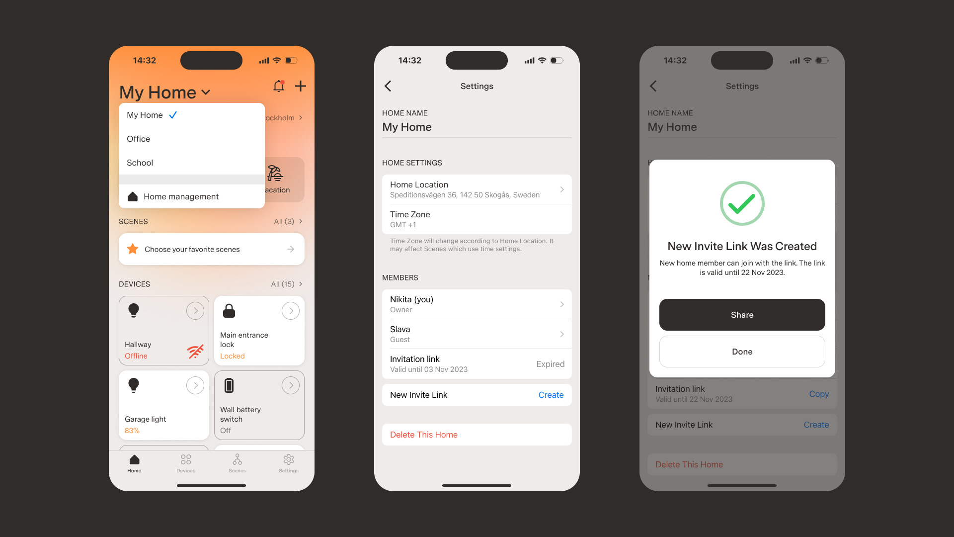 Support for multiple homes