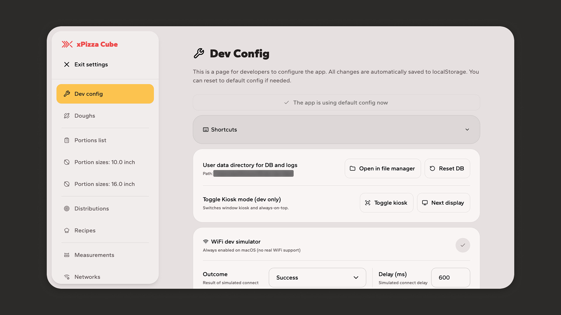 Dev config